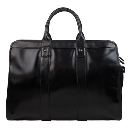 Кожаная дорожная сумка саквояж Buffalo Bags черная M8566A – Фото 4