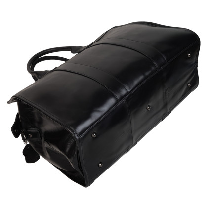 Кожаная дорожная сумка саквояж Buffalo Bags черная M8566A – Фото 5