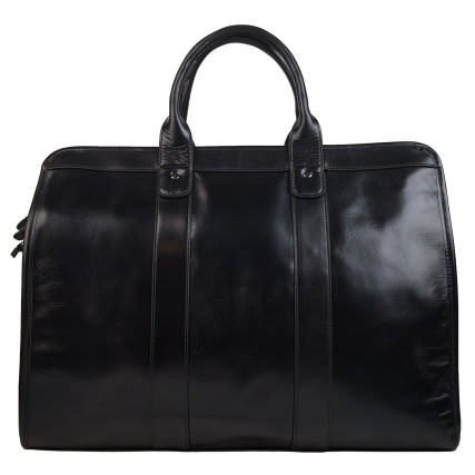 Кожаная дорожная сумка саквояж Buffalo Bags черная M8566A – Фото 1