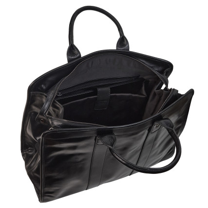 Кожаная дорожная сумка саквояж Buffalo Bags черная M8566A – Фото 7