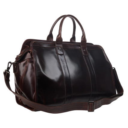Кожаная дорожная сумка саквояж Buffalo Bags коричневая M8566C – Фото 2