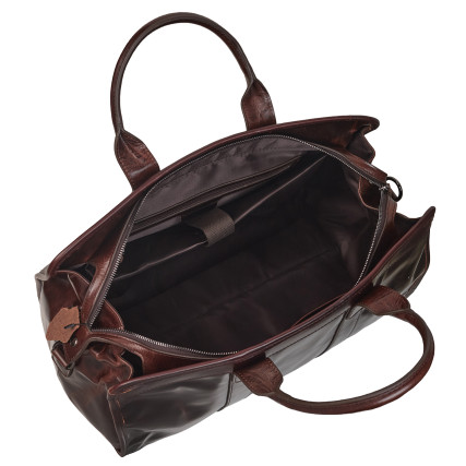 Кожаная дорожная сумка саквояж Buffalo Bags коричневая M8566C – Фото 6