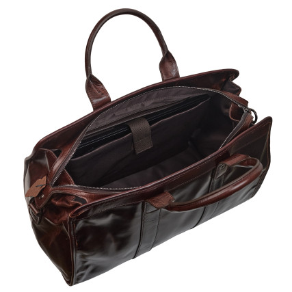 Кожаная дорожная сумка саквояж Buffalo Bags коричневая M8566C – Фото 7