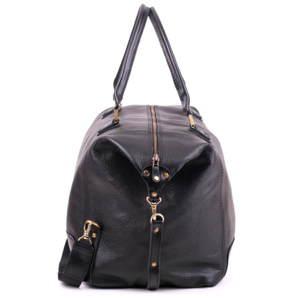 Черная кожаная дорожная сумка саквояж Sak-004black – Фото 3