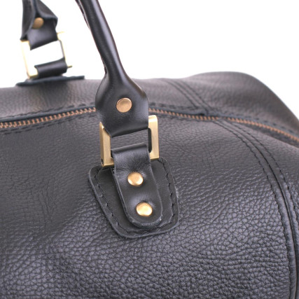 Черная кожаная дорожная сумка саквояж Sak-004black – Фото 6