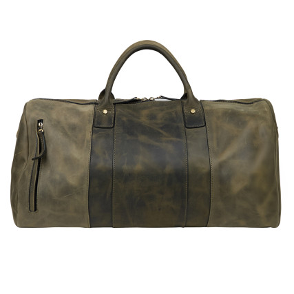 Кожаная винтажная дорожная сумка Tony Bellucci зеленая 5146-05 – Фото 4