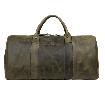 Кожаная винтажная дорожная сумка Tony Bellucci зеленая 5146-05 – Фото 1