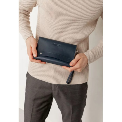 Кожаный мужской клатч 3.0 синий краст BN-KLATCH-3-navy-blue – Фото 7