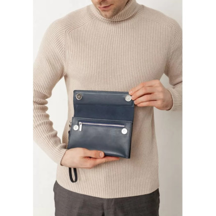 Кожаный мужской клатч 3.0 синий краст BN-KLATCH-3-navy-blue – Фото 8