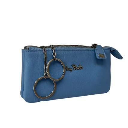 Кожаная ключница TONY PEROTTI голубая Contatto 3350 baby – Фото 5