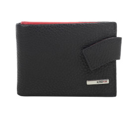 Кожаный кошелек с зажимом Karya черный с красным 0944-45A