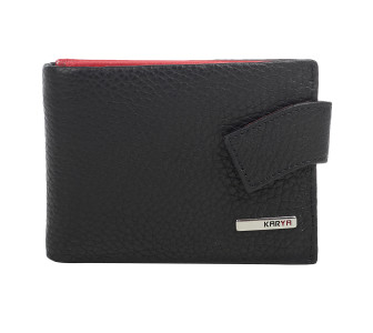 Кожаный кошелек с зажимом Karya черный с красным 0944-45A