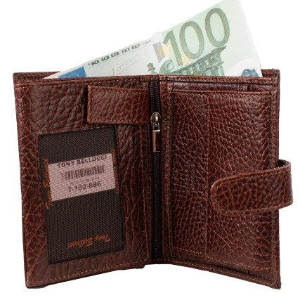 Кожаный мужской кошелек Tony Bellucci коричневый 102-896 – Фото 2