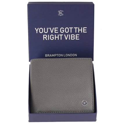 Мужской кожаный кошелек Brampton London Plutus серый 31975 GREY – Фото 6