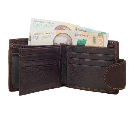 Мужской кожаный кошелек Buffalo Bags коричневый M7042C – Фото 4