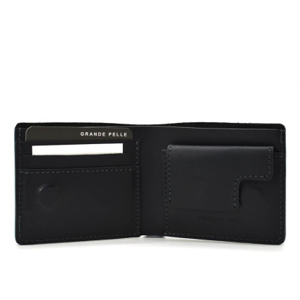 Мужской кожаный кошелек на магните Grande Pelle черный 505110 – Фото 2