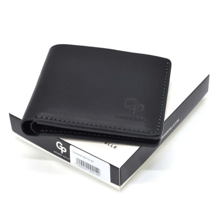 Мужской кожаный кошелек на магните Grande Pelle черный 505110 – Фото 7