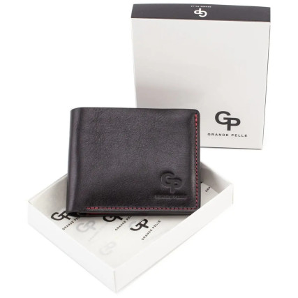 Мужской кожаный кошелек на магните Grande Pelle черный 50561060 – Фото 6
