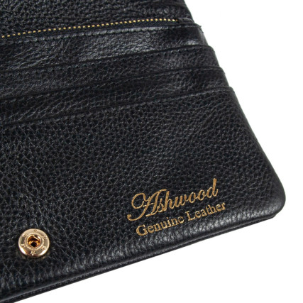 Женский кожаный черный кошелек Ashwood J56
