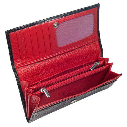Женский кожаный кошелек Canpellini черно-красный 2036-466 кроко – Фото 3
