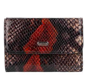 Женский кожаный кошелек Canpellini черно-рыжая 717-422 змея Женский кожаный кошелек Canpellini черно-рыжая 717-422 змея