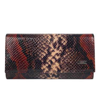 Женский кожаный кошелек Desisan 057-857 черно-рыжая змея Женский кожаный кошелек Desisan 057-857 черно-рыжая змея