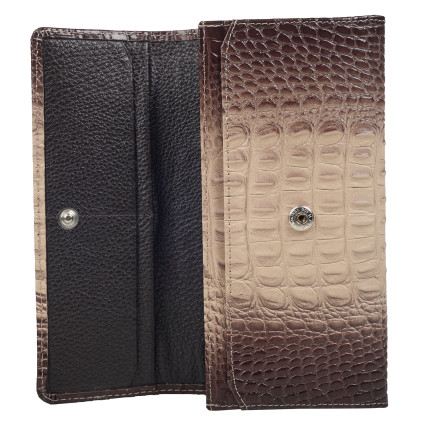 Женский кожаный кошелек Desisan бежевый 150-830  кроко – Фото 3