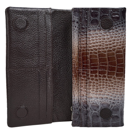 Женский кожаный кошелек Desisan серый 163-757 кроко лак – Фото 4