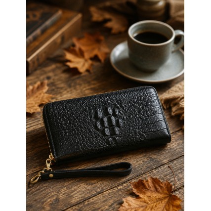 Женский кожаный кошелек Mike Browen черный MB5201croco_black