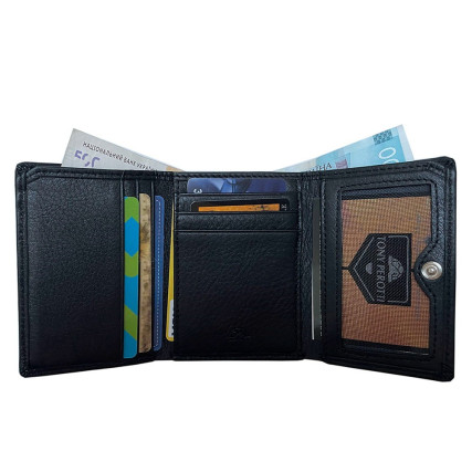 Женский кожаный кошелек TONY PEROTTI черный Contatto 1527D nero – Фото 3