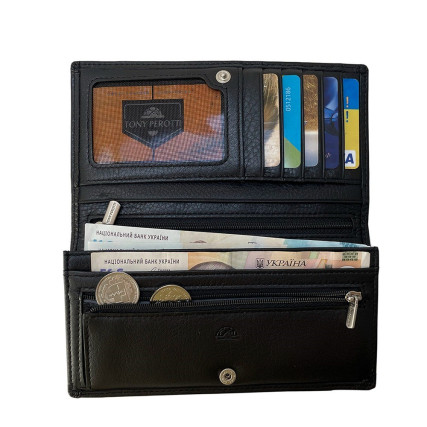 Женский кожаный кошелек TONY PEROTTI черный Contatto 2770+RFID nero – Фото 3