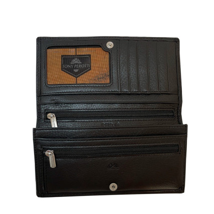 Женский кожаный кошелек TONY PEROTTI черный Contatto 2770+RFID nero – Фото 4