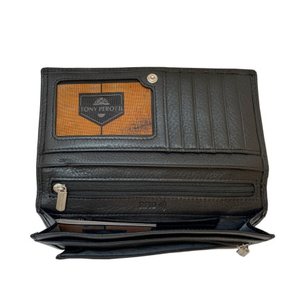 Женский кожаный кошелек TONY PEROTTI черный Contatto 2770+RFID nero – Фото 5