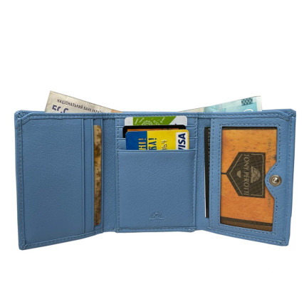 Женский кожаный кошелек TONY PEROTTI голубой Contatto 1527D baby – Фото 2