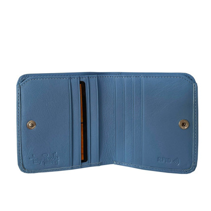 Женский кожаный кошелек TONY PEROTTI голубой Contatto 1858S-D+RFID baby – Фото 4