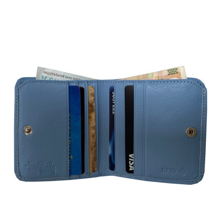 Женский кожаный кошелек TONY PEROTTI голубой Contatto 1858S-D+RFID baby – Фото 5