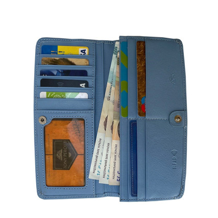 Женский кожаный кошелек TONY PEROTTI голубой Contatto 2701Z+RFID baby – Фото 3