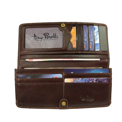 Женский кожаный кошелек TONY PEROTTI коричневый Italico 2701Z moro – Фото 4