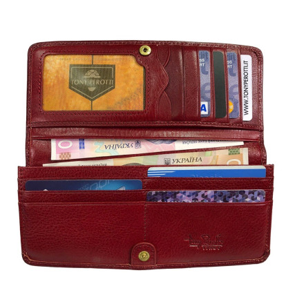 Женский кожаный кошелек TONY PEROTTI красный Italico 2701Z rosso – Фото 3