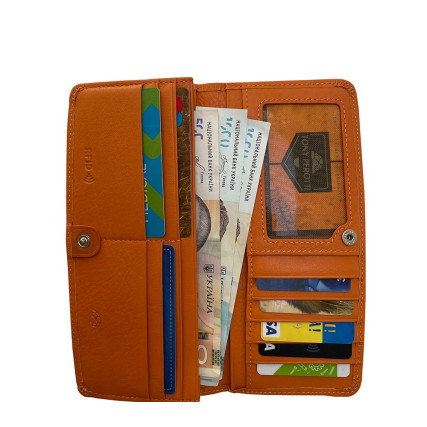 Женский кожаный кошелек TONY PEROTTI оранжевый Contatto 2701Z+RFID arancio – Фото 4