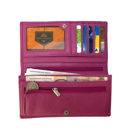 Женский кожаный кошелек TONY PEROTTI розовый Contatto 2770+RFID dalia – Фото 3