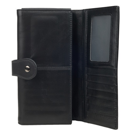 Женский кожаный кошелек на кнопке Mike Browen черный MB8303black – Фото 3