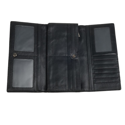 Женский кожаный кошелек на кнопке Mike Browen черный MB8303black – Фото 4