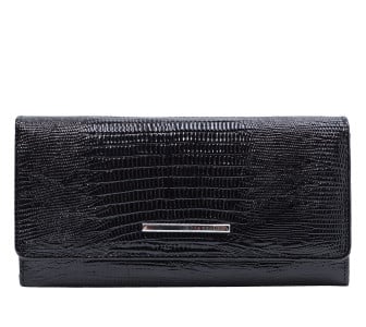 Женский кожаный кошелек на магнитах KARYA черный 1195-073 лазер