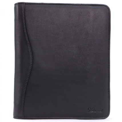 Черная папка кожаная  Ashwood A4 ZIP – Фото 1