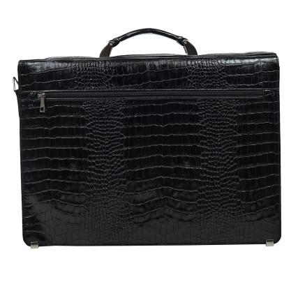 Кожаный деловой портфель Canpellini черный 3019-202 кроко – Фото 3