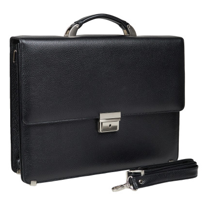 Кожаный классический портфель Canpellini черный 3021-7 – Фото 2