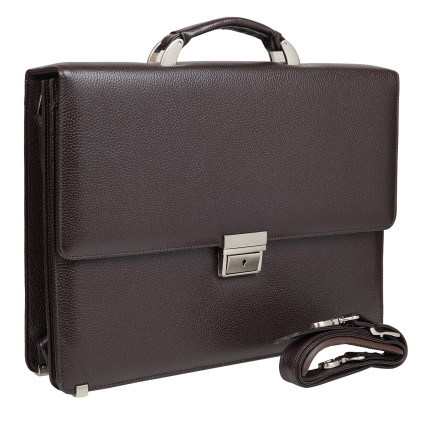 Кожаный классический портфель Canpellini коричневый 3021-14 – Фото 2