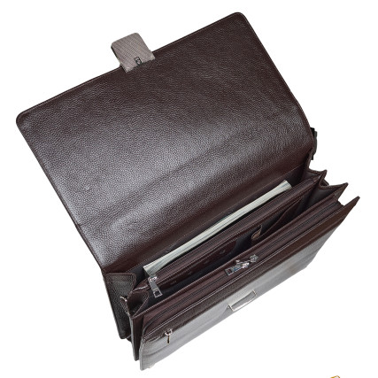 Кожаный классический портфель Canpellini коричневый 3021-14 – Фото 6