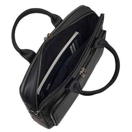 Кожаный мужской портфель Buffalo Bags черный M5082A – Фото 8